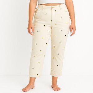 Talbots Girlfriend Chino Pants Embroidered Sailboat Ivory Size 18